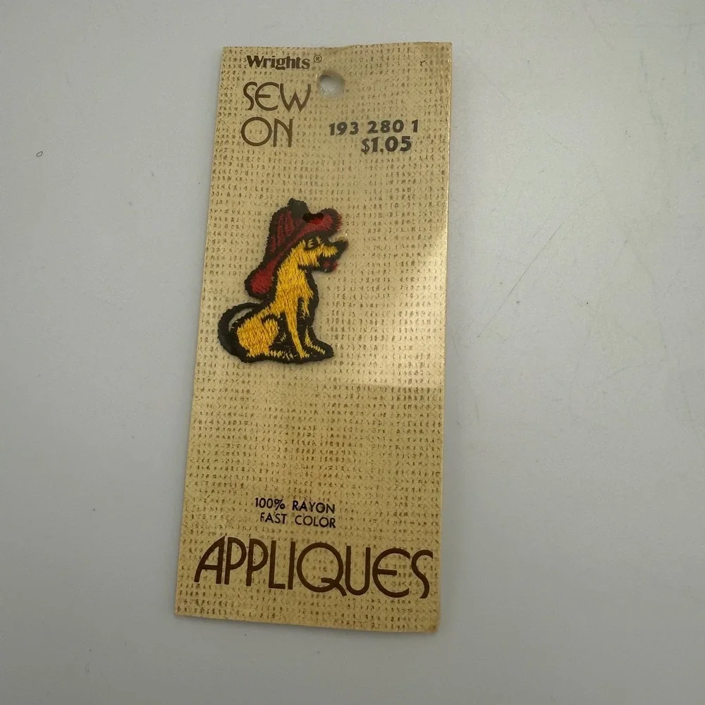 Vintage 70s Wrights Sew On Appliques Lot of 6 Stars Frog Dog Bee Embroidered